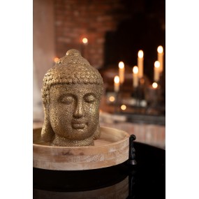 26CE1304 Figur Buddha 23 cm Goldfarbig Keramik Rund Dekorationsfigur