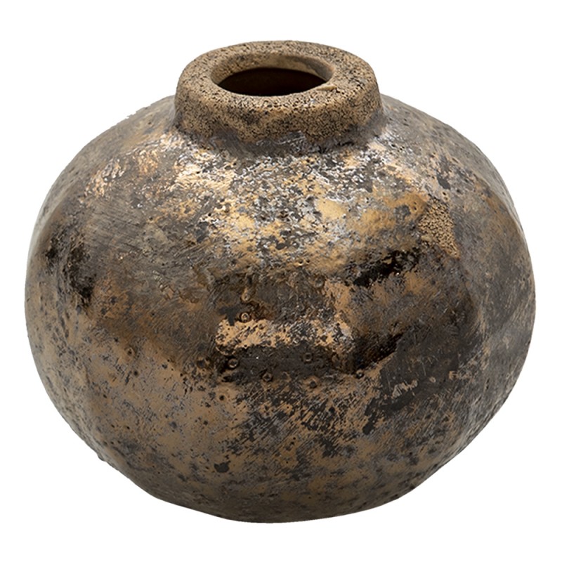 6CE1313 Vase Ø 10x8 cm Brown Ceramic Round Decorative Vase