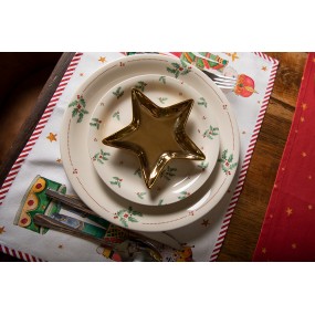 26CE1463 Decorative Bowl Star 16x16 cm Gold colored Ceramic Candle Tray