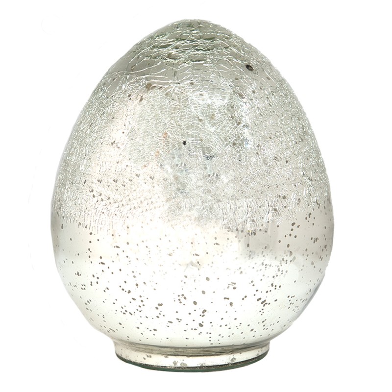 6GL3529L Figurine Egg Ø 15x20 cm Silver colored Glass Home Accessories