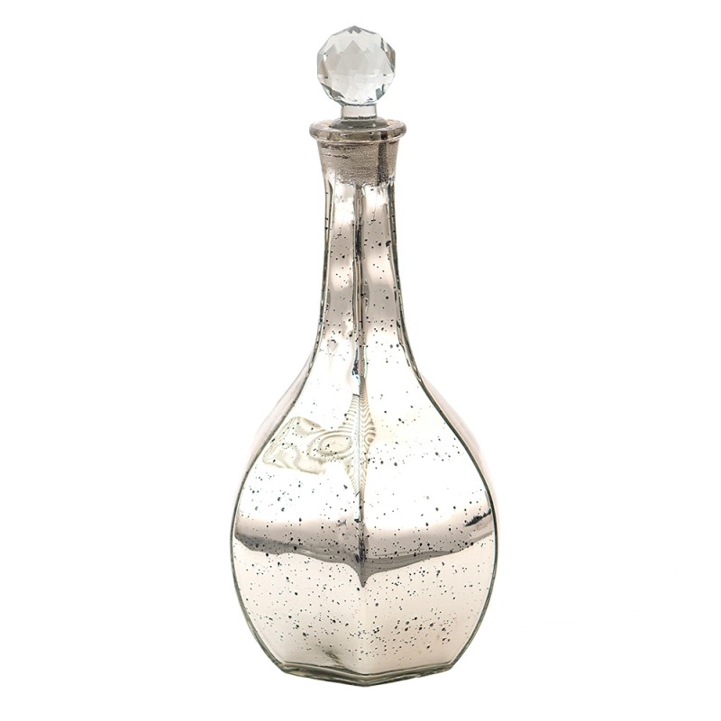 6GL3565 Dekoration Flasche Ø 12x31 cm Silberfarbig Glas Wohndeko