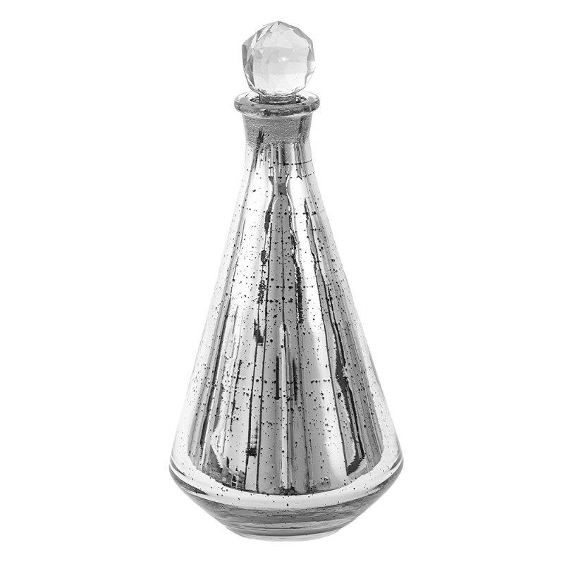 6GL3575 Dekoration Flasche Ø 12x26 cm Silberfarbig Glas Wohndeko