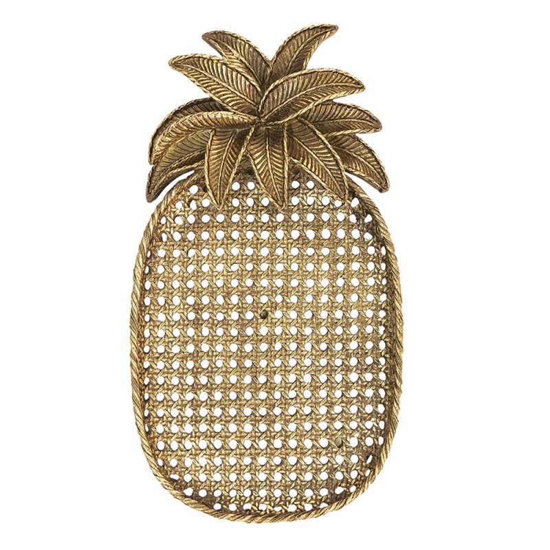 6PR4774 Decorative Bowl Pineapple 40x22x4 cm Gold colored Plastic Oval