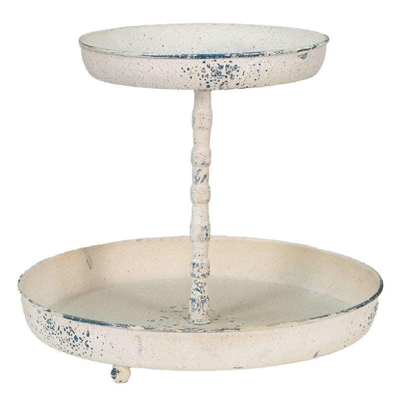 6Y4771 2-Tiered Stand ⌀ 35x29 cm Beige Metal Fruit Bowl Stand