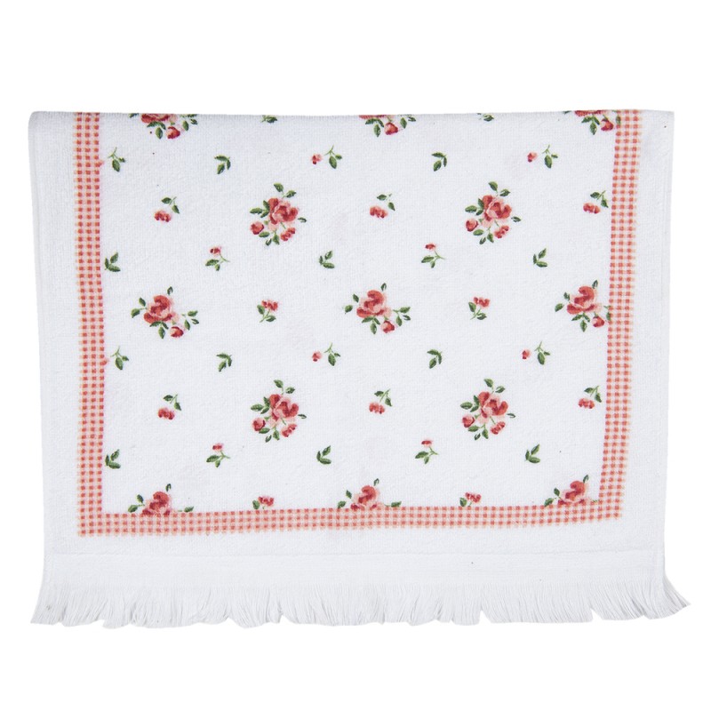CT013 Guest Towel 40*66 cm White Pink Cotton Roses Rectangle