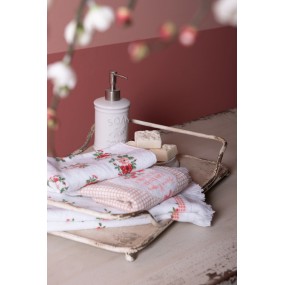 2CT013 Gastendoekje  40x66 cm Wit Roze Katoen Rozen Toilet handdoek