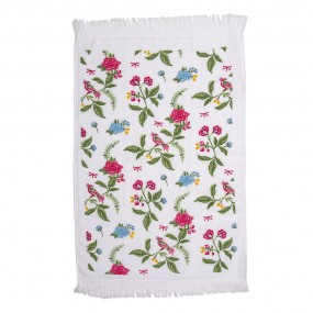 2CT016 Guest Towel 40x66 cm White Green Cotton Flowers Rectangle