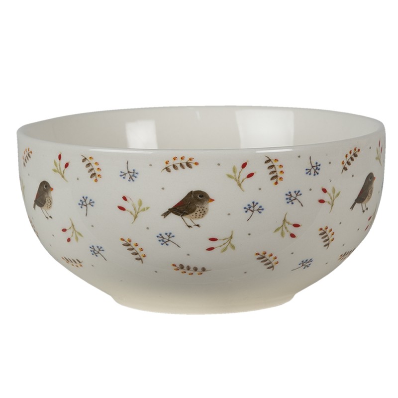 SPPU Soup Bowl Ø 14 cm Beige Brown Ceramic Birds Round Serving Bowl