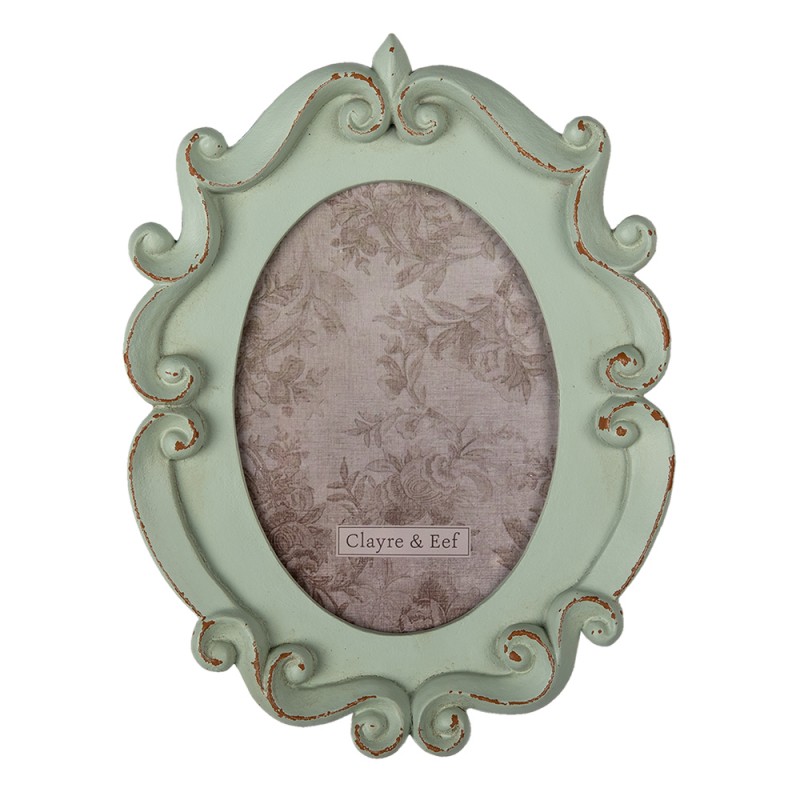 2F0883 Photo Frame 12x16 cm Green Plastic Oval Picture Frame