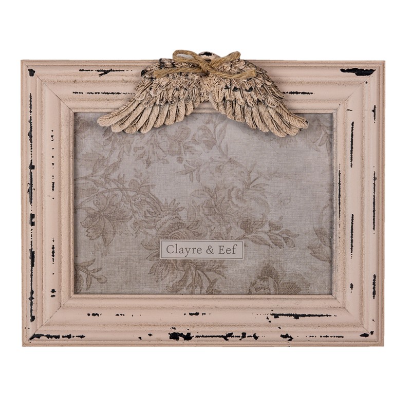 2F0887 Photo Frame 13x18 cm Pink MDF Wings Rectangle Picture Frame