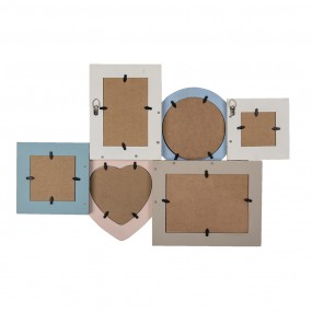 22F0893 Bilderrahmen 10x15 cm Beige Blau MDF Fotorahmen