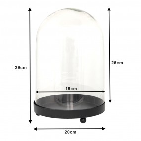 26GL3533 Cloche Ø 20x29 cm Glass Metal Glass Bell Jar