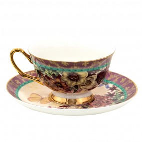 26CE1478 Cup and Saucer 200 ml Purple Porcelain Butterfly Tableware