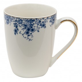 2BFLMU Mug 330 ml Bleu Porcelaine Fleurs Tasse à thé