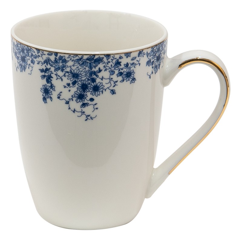 BFLMU Mug 330 ml Bleu Porcelaine Fleurs Tasse à thé