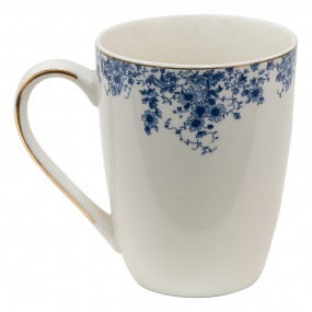 2BFLMU Mug 330 ml Bleu Porcelaine Fleurs Tasse à thé