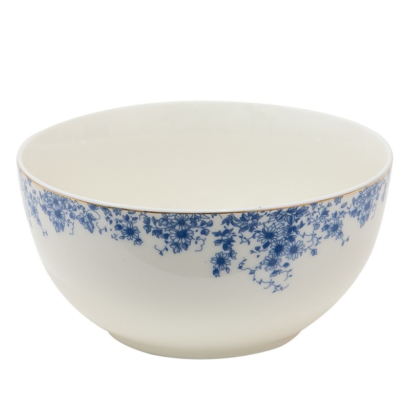 BFLPU Soup Bowl 500 ml Blue Porcelain Flowers Round Serving Bowl