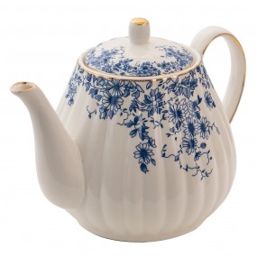 2BFLTE Théière 1100 ml Bleu Porcelaine Fleurs Pichet pour le thé