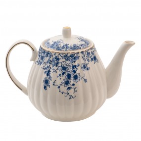 2BFLTE Teekanne 1100 ml Blau Porzellan Blumen Kanne für Tee