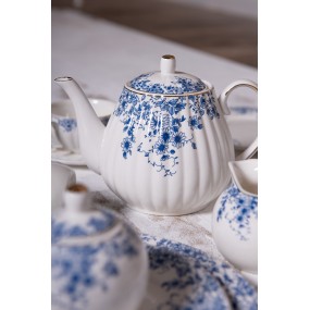 2BFLTE Teapot 1100 ml Blue Porcelain Flowers Tea pot