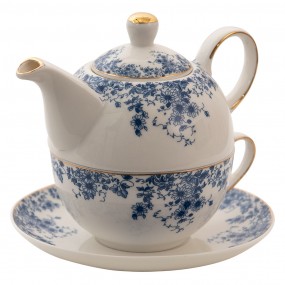 2BFLTEFO Tea for One 400 ml Blue Porcelain Flowers Tea Set