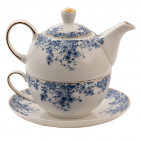 2BFLTEFO Tea for One  400 ml Blauw Porselein Bloemen Theepot set