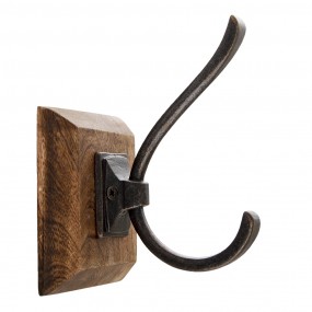 264992 Wall Hook 10x11x16 cm Brown Wood Metal Coat Rack
