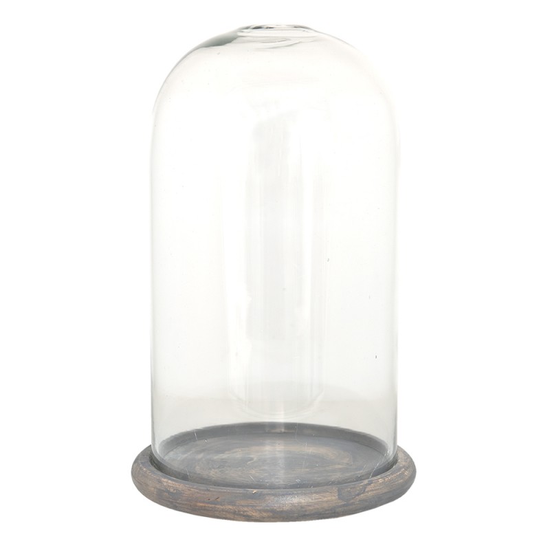 6GL3536 Cloche Ø 17x29 cm Glass Wood Glass Bell Jar
