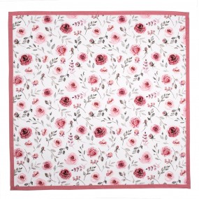 2RUR15 Tablecloth 150x150 cm White Pink Cotton Roses Square Table cloth