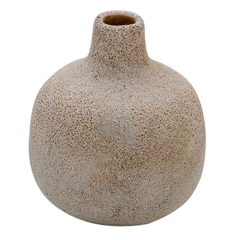 6CE1318 Vase 9 cm Beige Rund Keramik Dekoration Vase