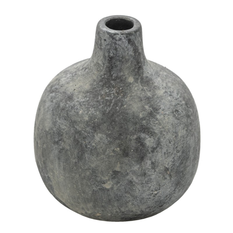 6CE1319 Vaso  9 cm Grigio Ceramica Rotondo Vaso di decorazione