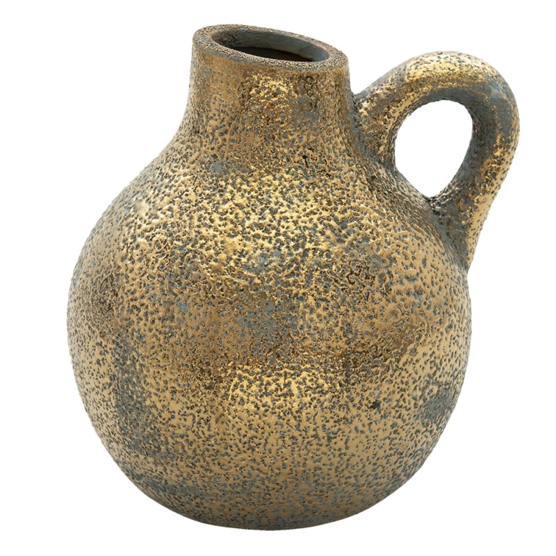 6CE1320 Vase 19x17x20 cm Goldfarbig Keramik Dekoration Vase