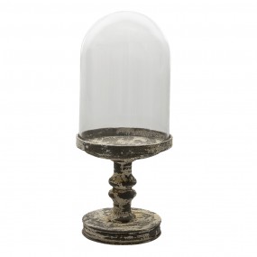 26GL3011L Cloche Ø 21x49 cm Metal Glass Round Glass Bell Jar