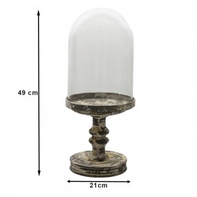 26GL3011L Cloche Ø 21x49 cm Metal Glass Round Glass Bell Jar