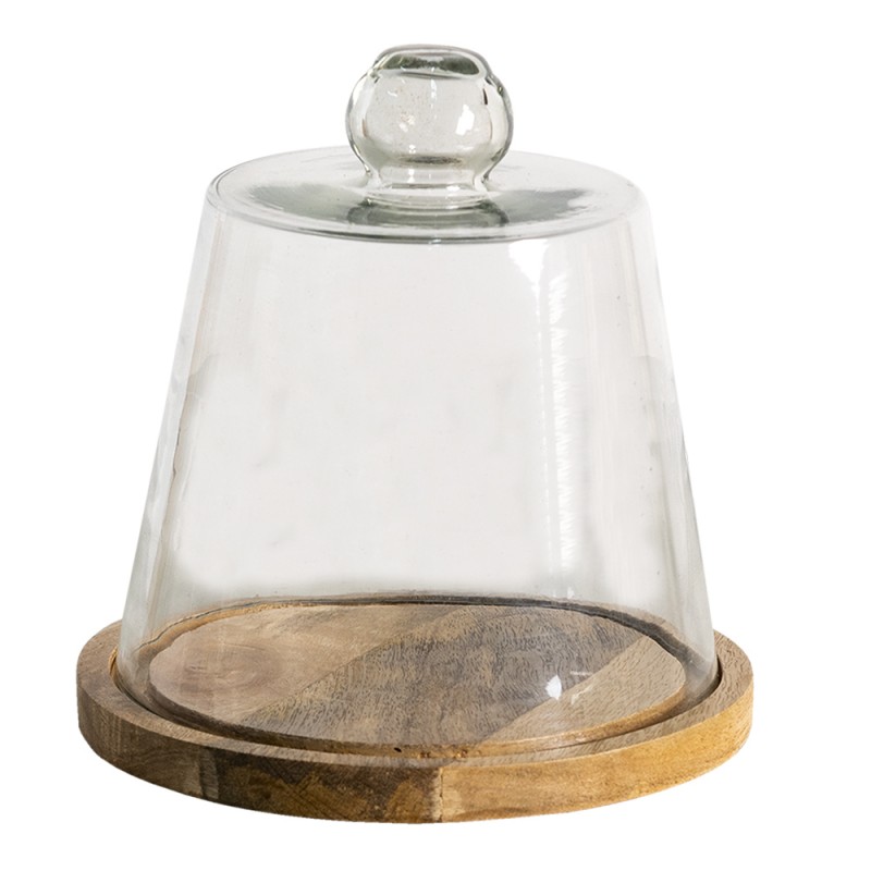 6GL3429 Cloche Ø 20x20 cm Wood Glass Glass Bell Jar