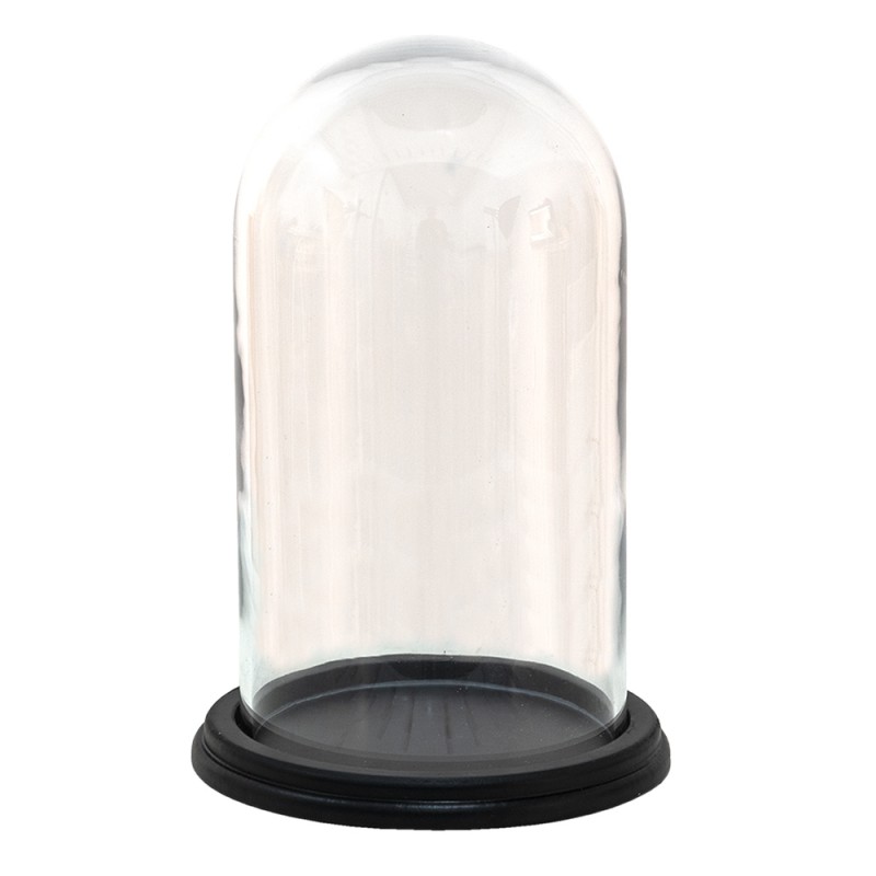 6GL3474 Cloche Ø 21x30 cm Wood Glass Round Glass Bell Jar