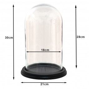 26GL3474 Cloche Ø 21x30 cm Wood Glass Round Glass Bell Jar