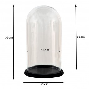 26GL3475 Cloche Ø 21x35 cm Wood Glass Round Glass Bell Jar