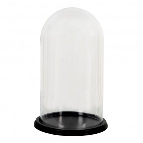 26GL3476 Cloche en Verre Ø 23x38 cm Transparent Verre Bois Rond