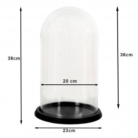 26GL3476 Cloche en Verre Ø 23x38 cm Transparent Verre Bois Rond