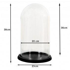 26GL3476 Cloche Ø 23x36 cm Transparent Wood Glass Round