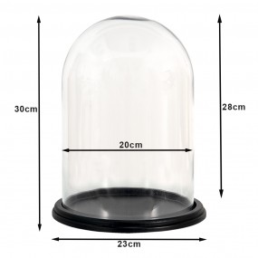 26GL3477 Cloche Ø 23x30 cm Wood Glass Round Glass Bell Jar