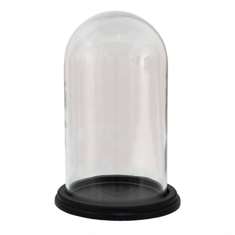 6GL3478 Cloche Ø 23x21 cm Wood Glass Round Glass Bell Jar