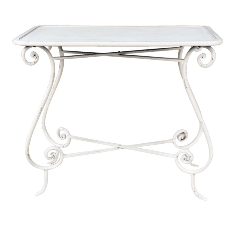 50607 Side Table 90x48x79 cm White Iron Wood Rectangle