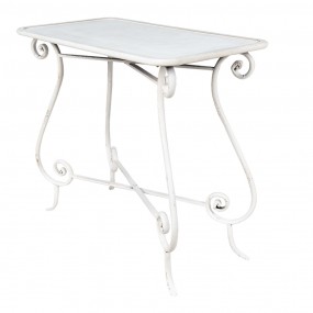 250607 Side Table 90x48x79 cm White Iron Wood Rectangle
