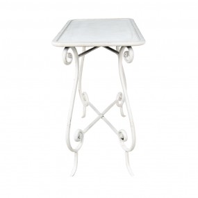 250607 Side Table 90x48x79 cm White Iron Wood Rectangle