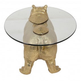 250647 Side Table Hippopotamus 80x50x37 cm Gold colored Plastic Glass