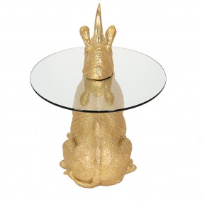 250648 Table d'appoint Rhinocéros Ø 65x55 cm Couleur or Plastique Verre