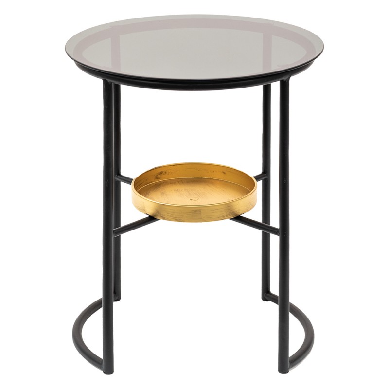50675 Side Table Ø 43x55 cm Black Iron Glass