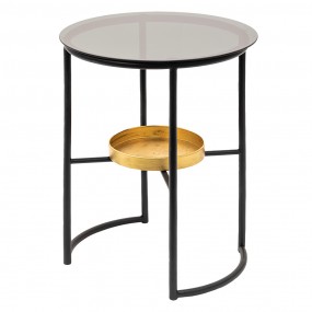 250675 Table d'appoint Ø 43x55 cm Noir Fer Verre